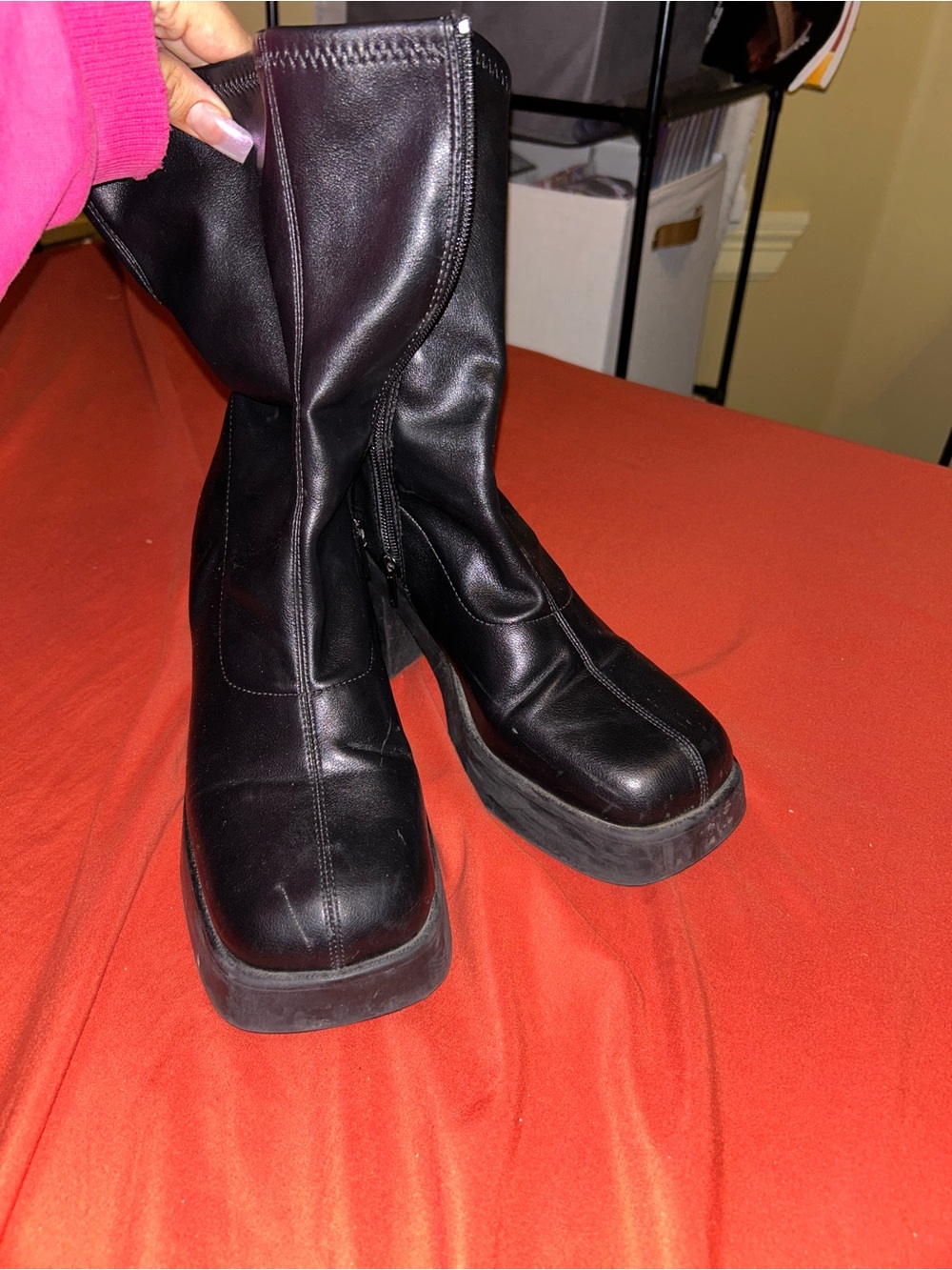 Steve Madden Black Platform Mid-Calf Heeled Boots